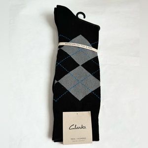 Clark Men’s Dress Socks Black Noir NWT